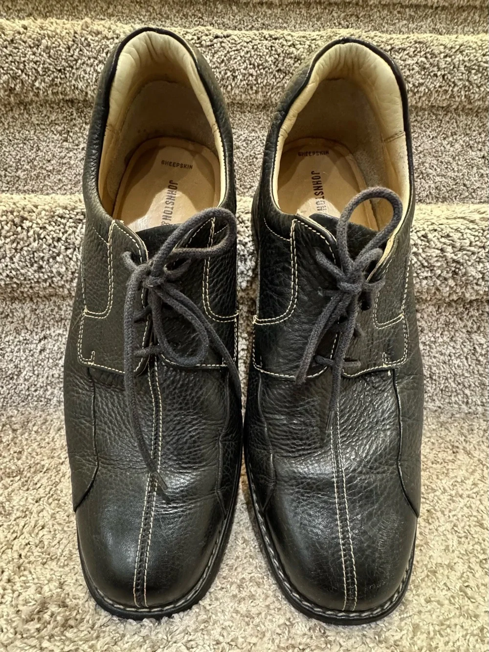 Johnston & Murphy Men's Size 11.5M Black Sheepskin Leather Oxford Shoes 20-7222